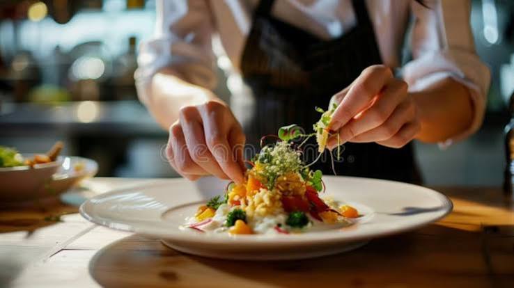 Chef preparing gourmet meal